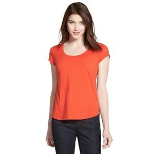 Eileen Fisher Organic Cotton Scoop neck oversized tee slub Top Sz Med